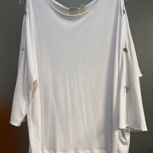 Chico's White Women's Blouse with Cut-Out Sleeves